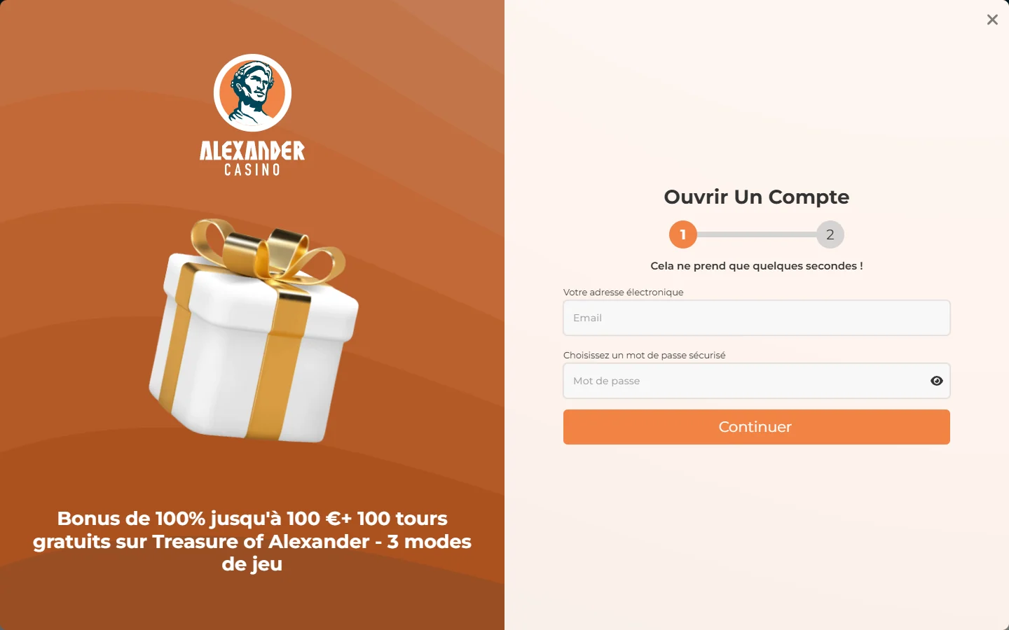 Formulaire d inscription Alexander Casino en français