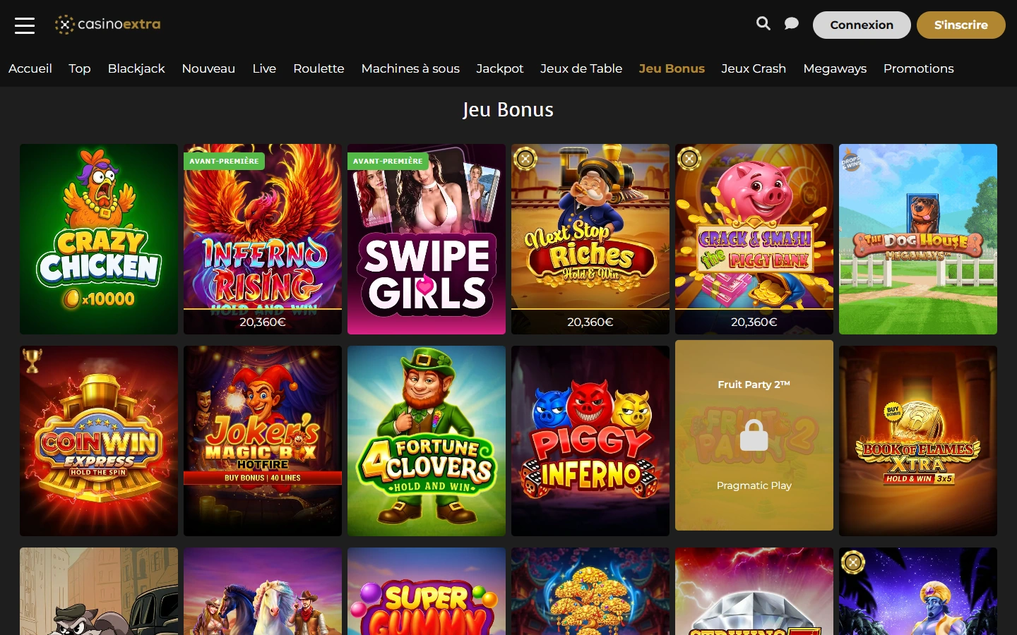 Rubrique des bonus et promotions de Casino Extra