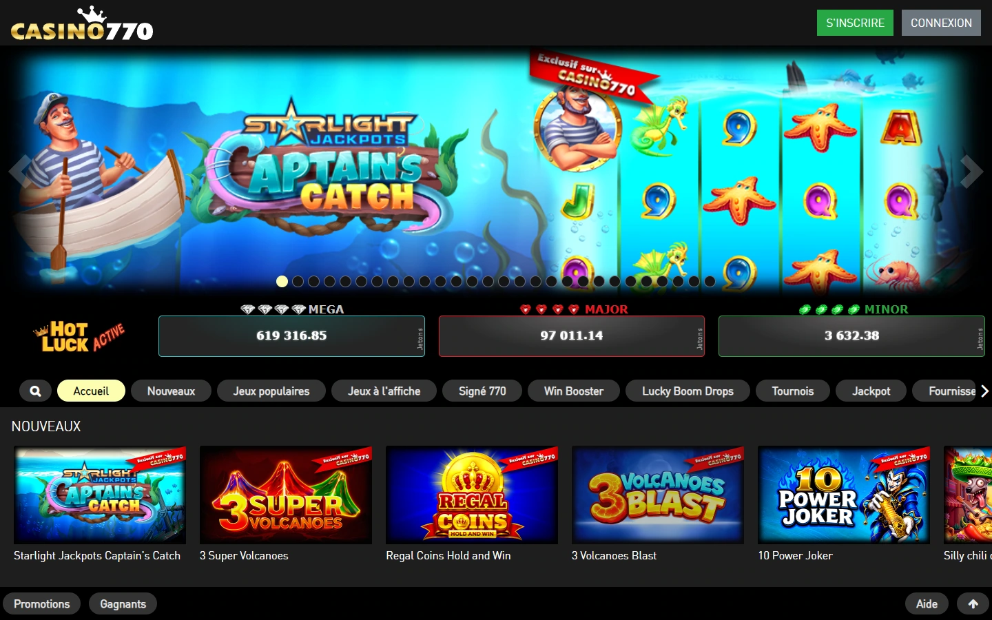 Interface officielle Casino770 en 2026