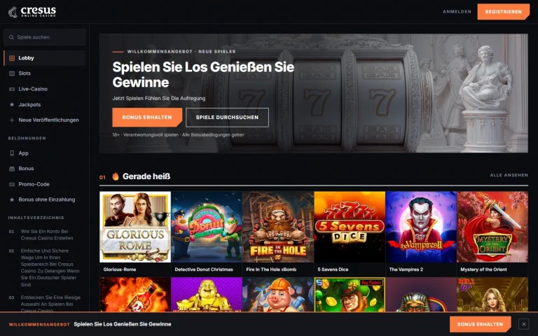 Accueil du site officiel de Crésus Casino