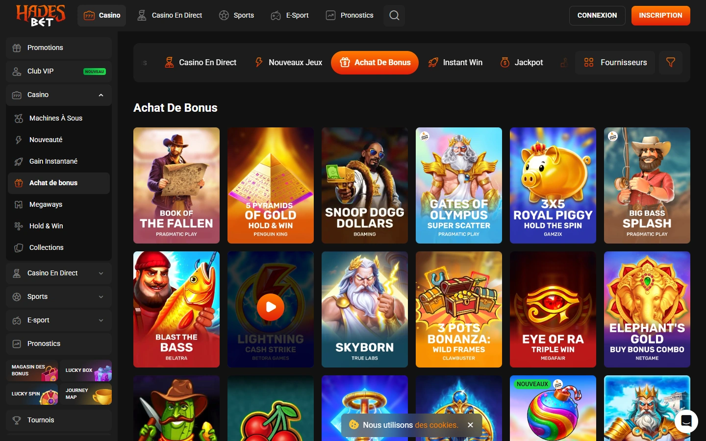 Rubrique des bonus et promotions de HadesBet Casino