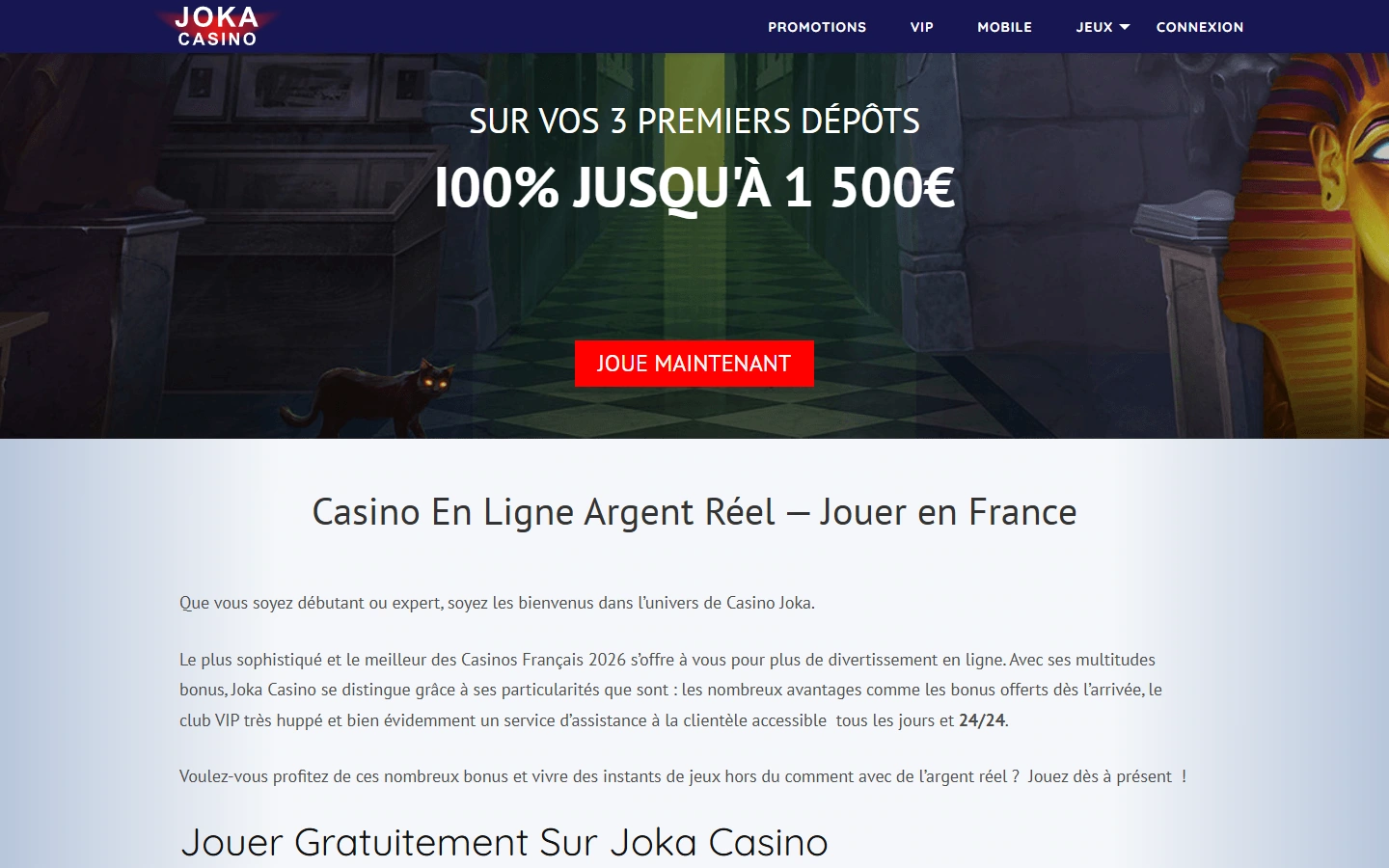 Interface officielle Joka Casino en 2026