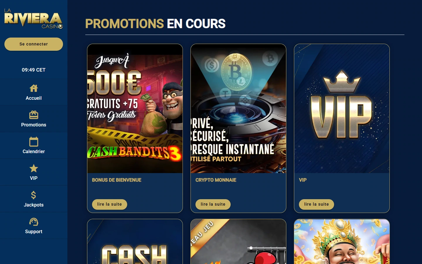 Rubrique des bonus et promotions de La Riviera Casino