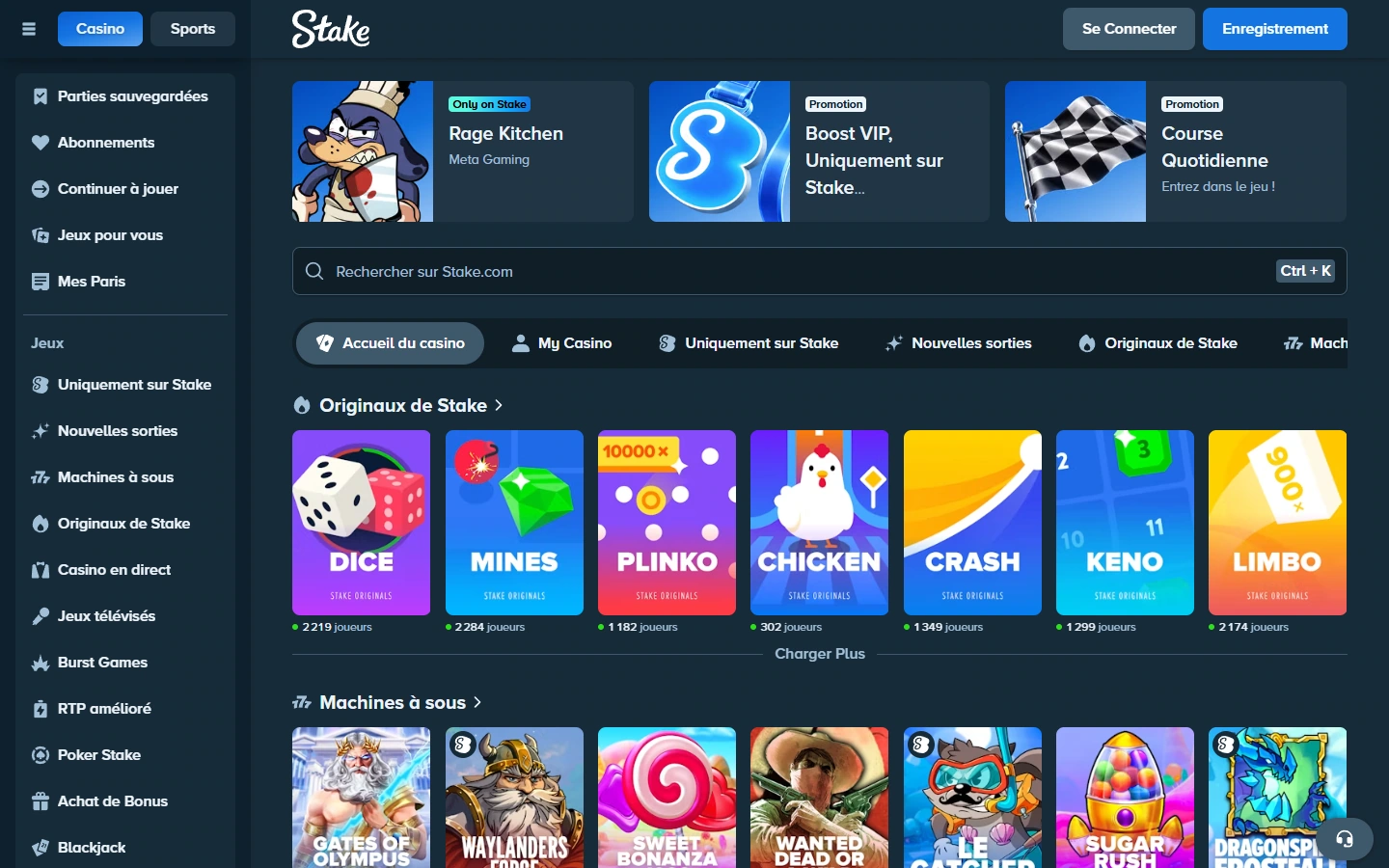 Interface officielle Stake Casino en 2026